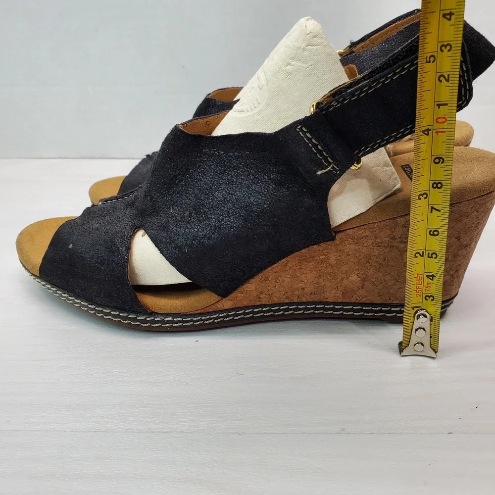 Collection By Clarks Cushion Soft Summer Sandals Size 9 Black‎ Leather Fast Ship